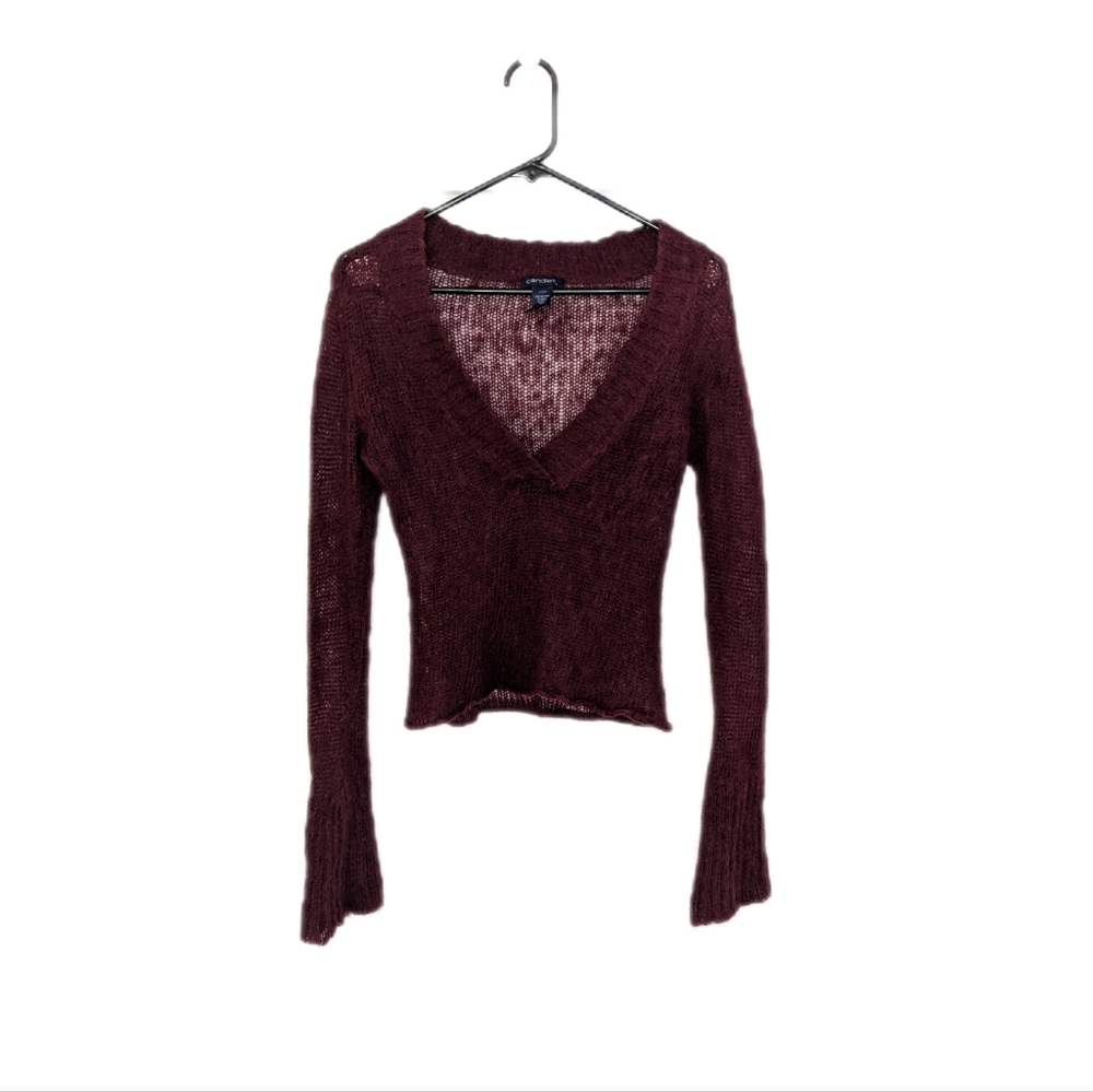 Vintage 2000s Candie's Knit Deep V Neck Bell Cuff Grunge Sweater